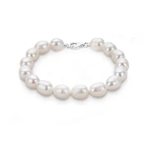 8-9mm White Rice Shape Cultured Freshwater Pearl Bracelet for Women