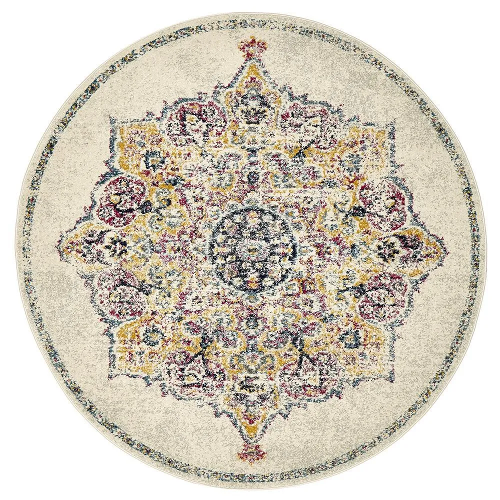 Boho Vintage Jessica Bone Round Rug