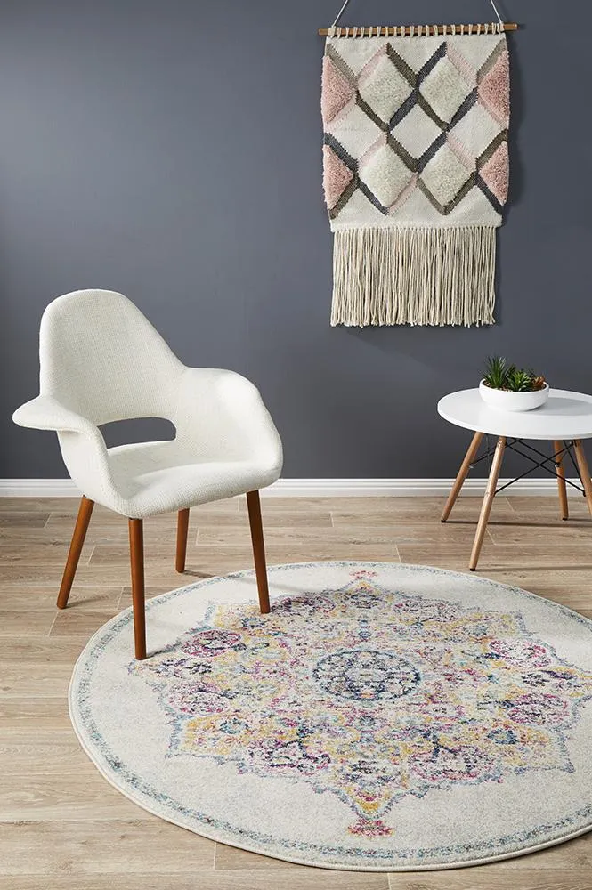 Boho Vintage Jessica Bone Round Rug