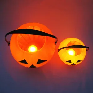 Bulk 2Pcs Halloween Led Pumpkin Candy Bucket Trick or Treat Bucket Wholesale