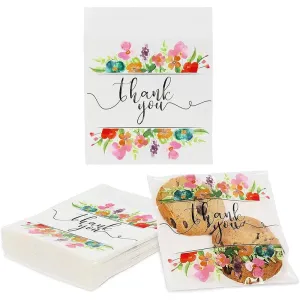 Floral Thank You Bags for Party Favors, Cookies, Candy (5.5 x 5.5 in, 250 Pack)