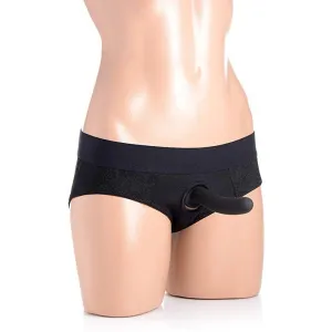 Lace Envy Crotchless Panty Harness - 2xl - Black