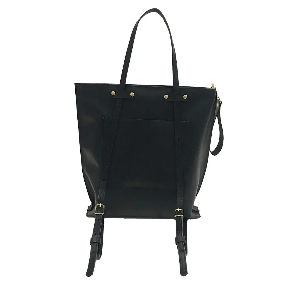 Low Profile Convertible Backpack in Noir