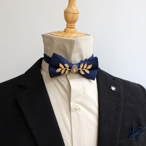 Men's Golden Leaves Flower Ornament Bow Tie