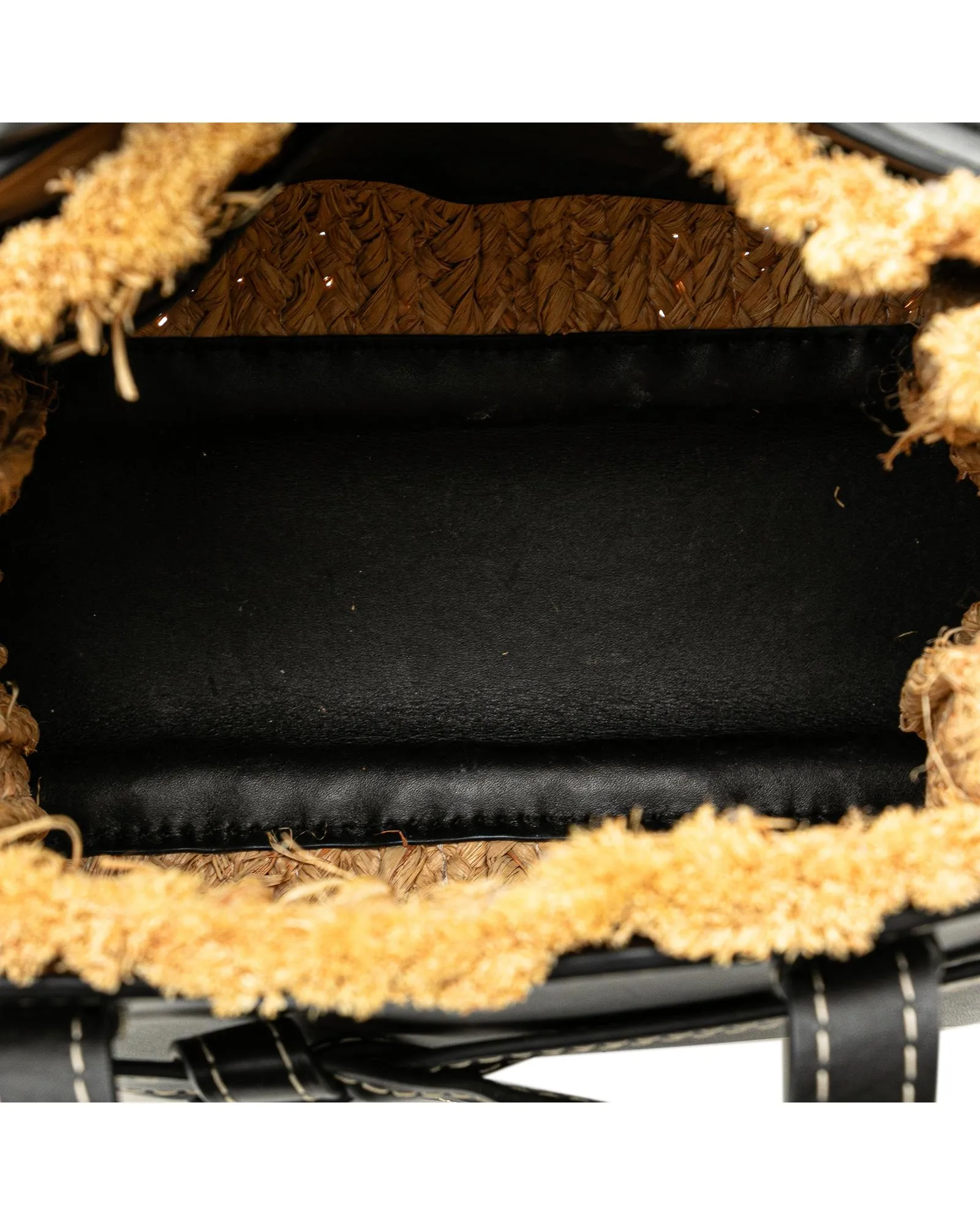 Raffia and Leather Gate Top Handle Bag