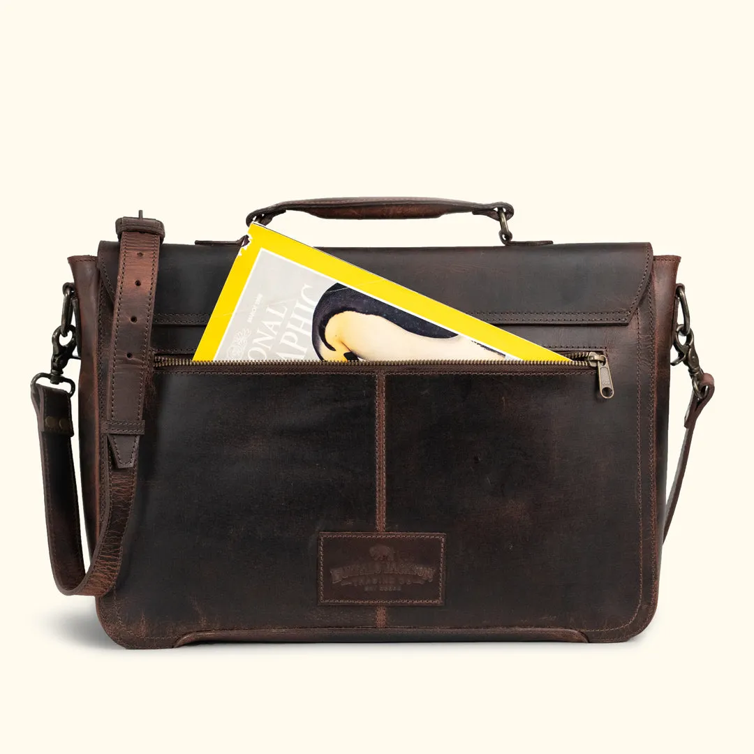 Roosevelt Leather Laptop Messenger Bag | Dark Oak