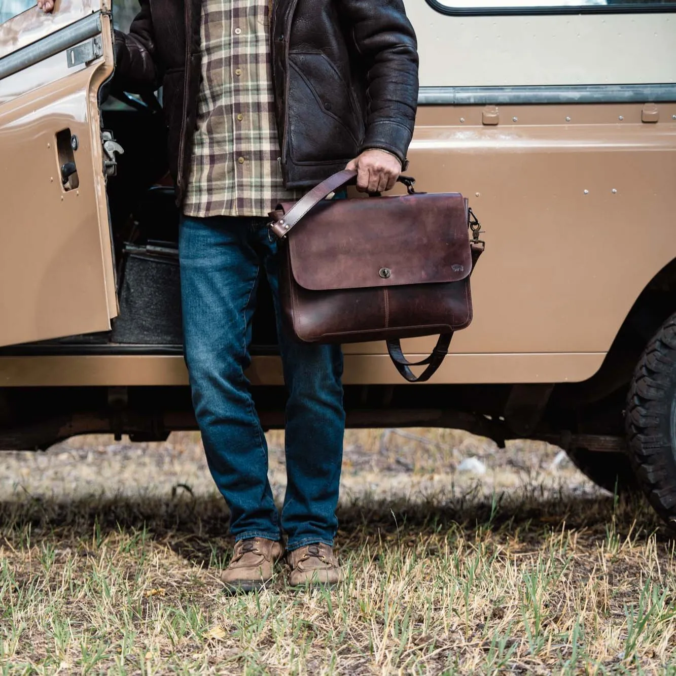 Roosevelt Leather Laptop Messenger Bag | Dark Oak