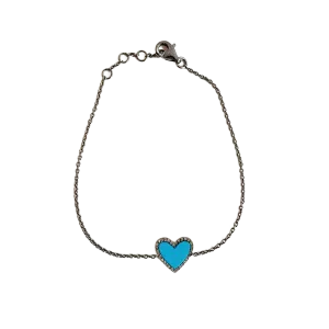 Sterling Silver Turquoise Heart Bracelet