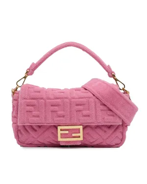 Terry Cloth Satchel with Detachable Strap and Flap Closure