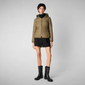 Women's Daisy Hooded Puffer Jacket in Husk Green