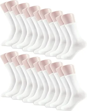 Women's White Crew Socks by Sockletics - 12 Pack of Comfort and Style